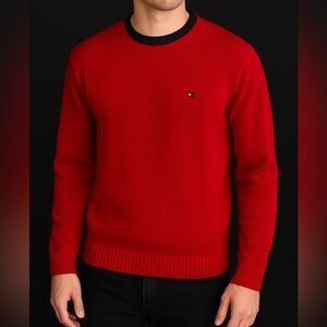 Vintage TOMMY HILFIGER Red Crewneck Sweater – Men’s Size L – 90s - RN 77806.